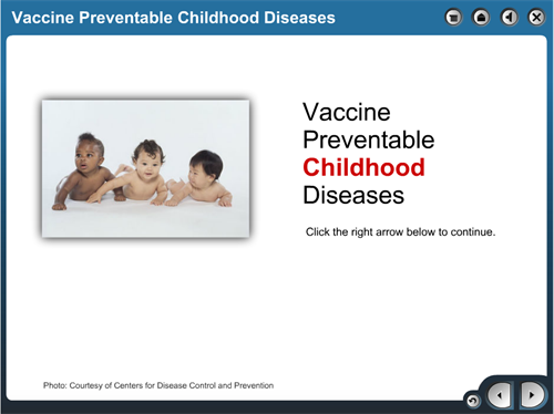 3 babys with the text "Vaccine Preventable Childhood Diseases"